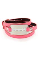 Mcq Alexander Mcqueen Mcq Alexander Mcqueen Leather Bracelet With Razor Blade Motif - Magenta