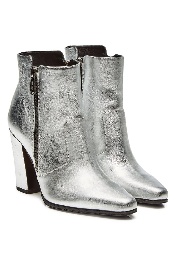 Balmain Balmain Anthea Metallic Leather Ankle Boots