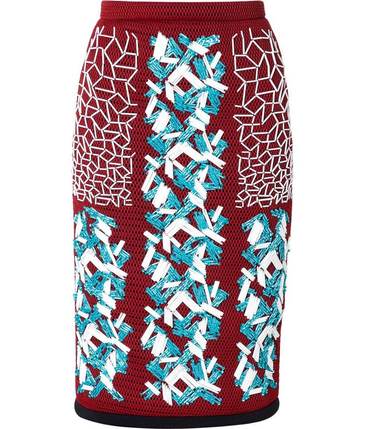 Peter Pilotto Embellished Mesh Ace Pencil Skirt