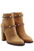 Valentino Valentino Suede Rockstud Ankle Boots - Camel