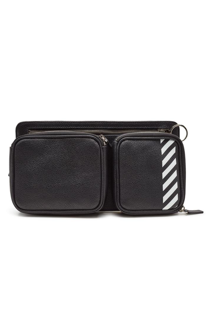 Off-white Off-white Leather Diagonal Print Hip Bag