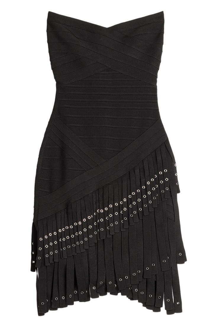 Herv L Ger Fringed Bandage Dress