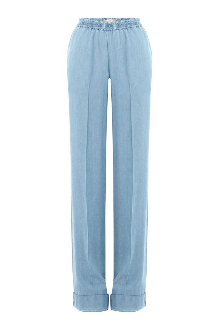 Michael Kors Collection Michael Kors Collection Wide Leg Chambray Pants - Blue