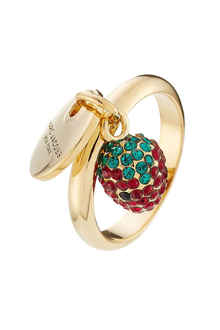 Marc Jacobs Marc Jacobs Logo Disc And Strawberry Charm Ring - Multicolored