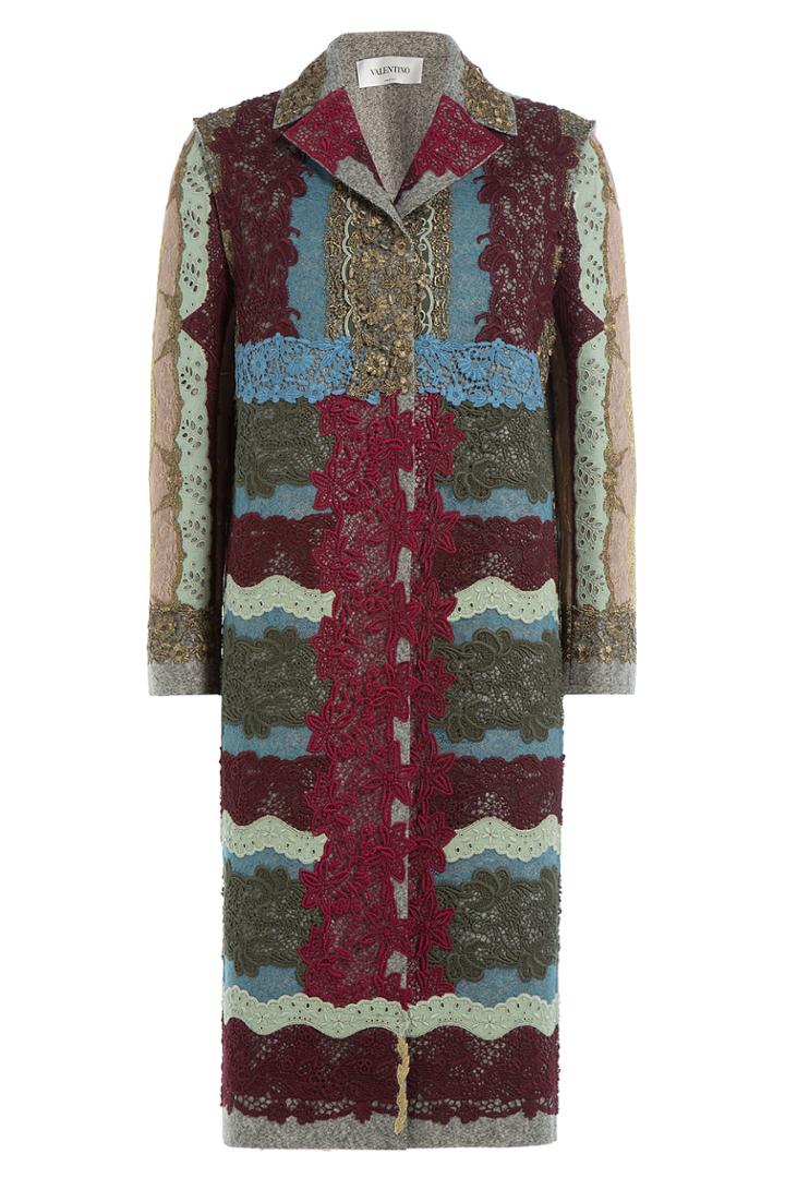 Valentino Valentino Embroidered Lace Coat - Multicolor