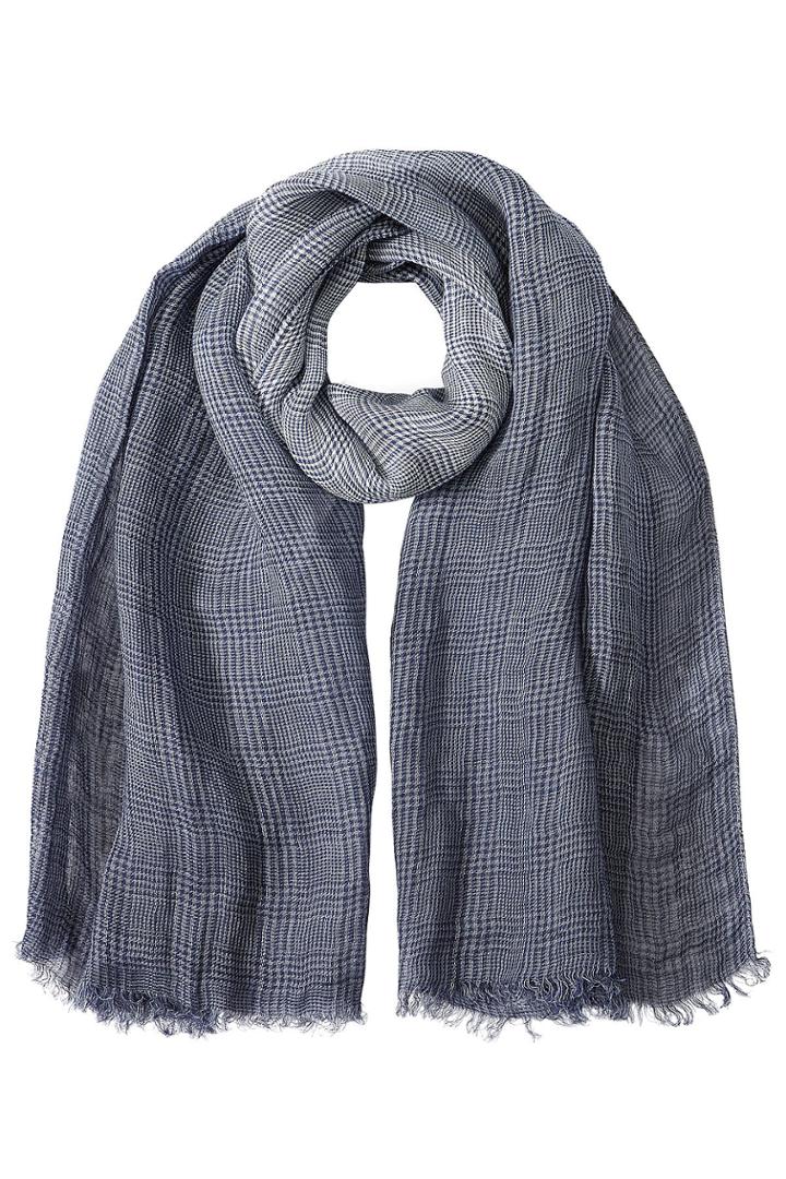 Etro Etro Linen Glen Plaid Scarf - Blue