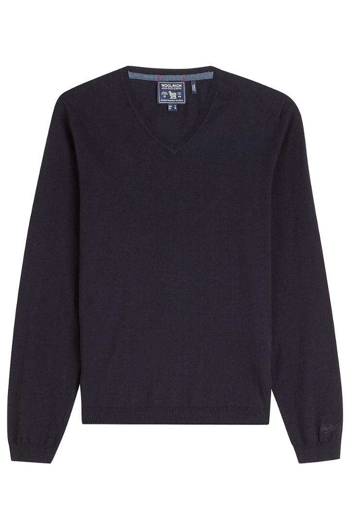Woolrich Woolrich Soft V Neck Cotton Pullover - Blue