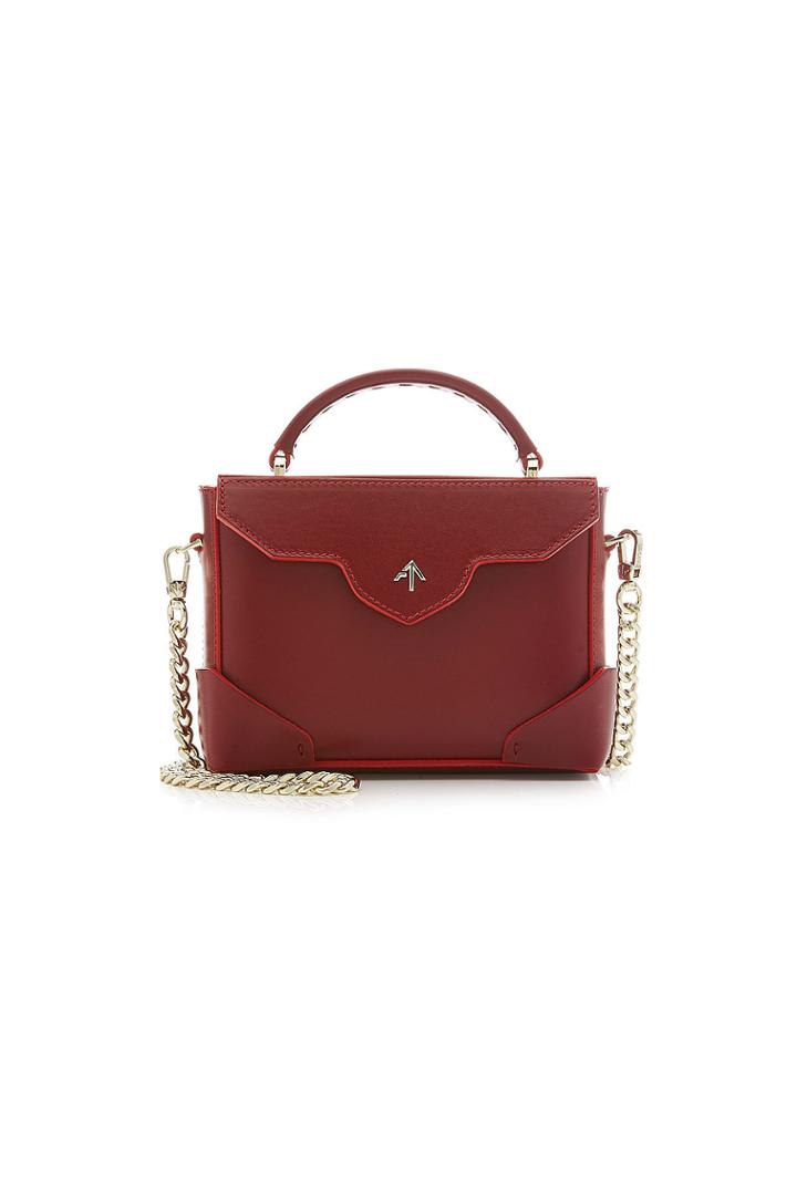 Manu Atelier Manu Atelier Micro Bold Embossed Leather Shoulder Bag With Chain Strap