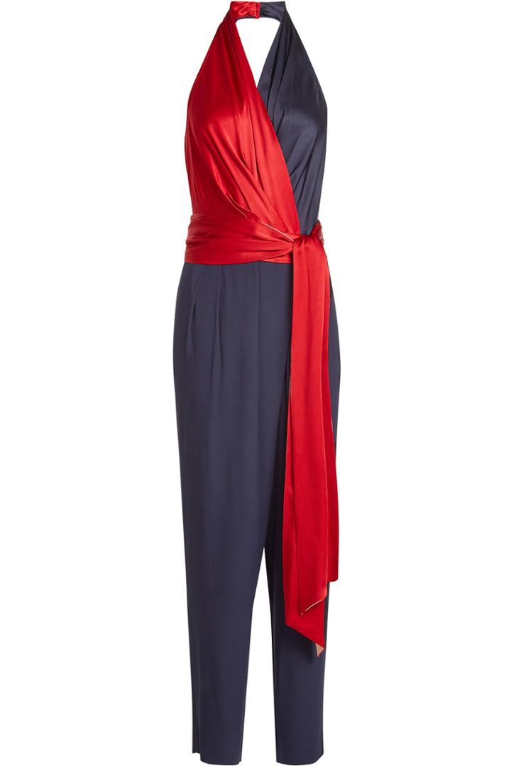 Diane Von Furstenberg Diane Von Furstenberg Crepe Faux Wrap Jumpsuit