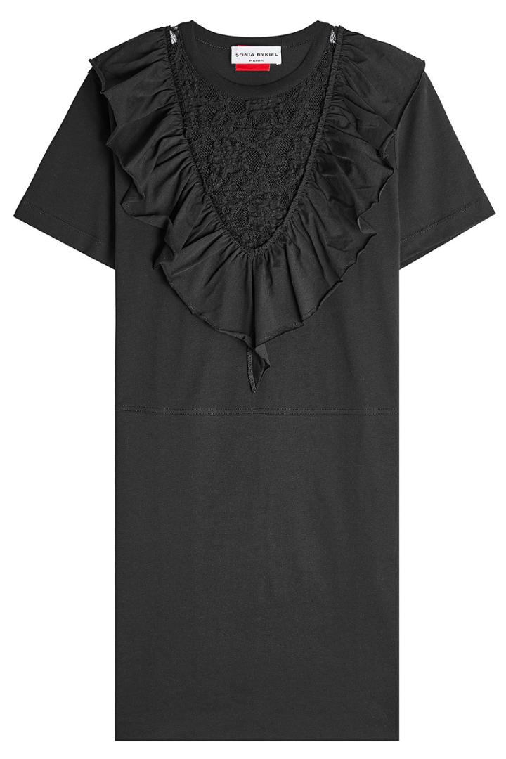 Sonia Rykiel Sonia Rykiel Cotton Dress With Ruffled Lace Panel