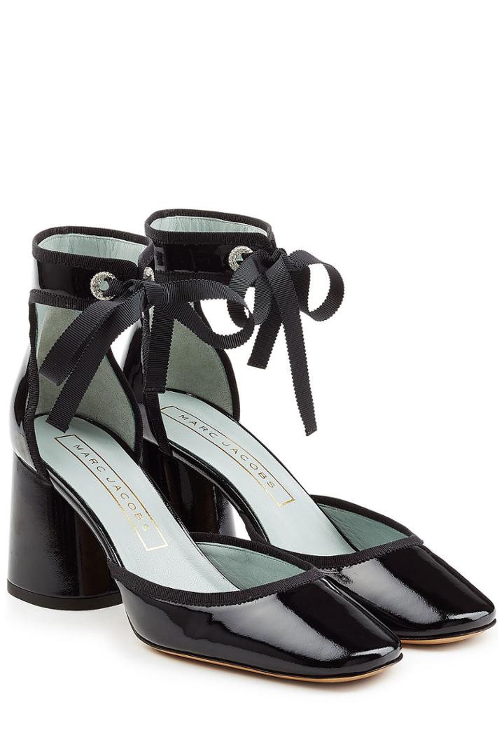 Marc Jacobs Marc Jacobs Elle Patent Leather Ankle Strap Pumps - Black