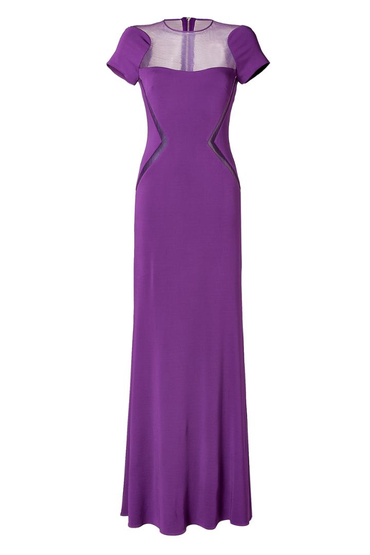 Elie Saab Elie Saab Sheer Panel Gown In Royal Purple