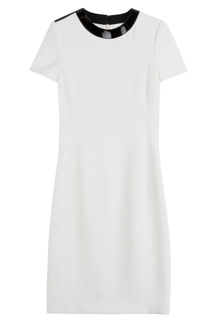 Ralph Lauren Black Label Ralph Lauren Black Label Wool Dress With Patent Collar - White