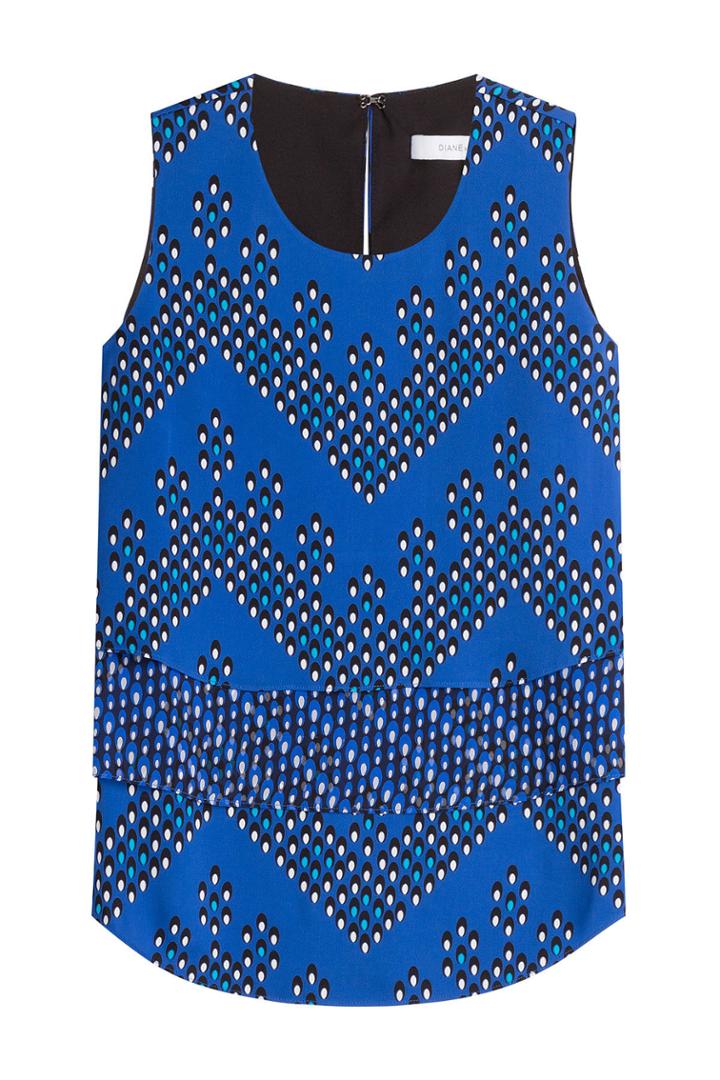 Diane Von Furstenberg Diane Von Furstenberg Silk Jersey Printed Shell - Blue