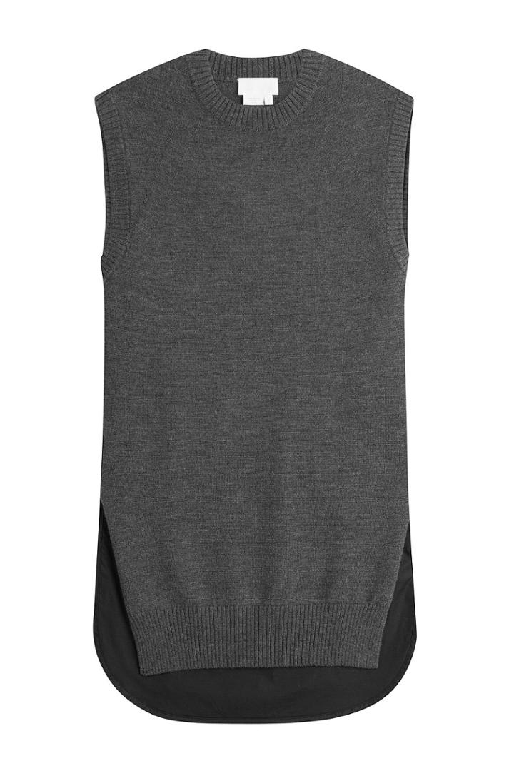 Dkny Dkny Mixed-media Knit Shell - Grey