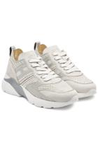 Hogan Hogan H385 Suede And Glitter Fabric Platform Sneakers