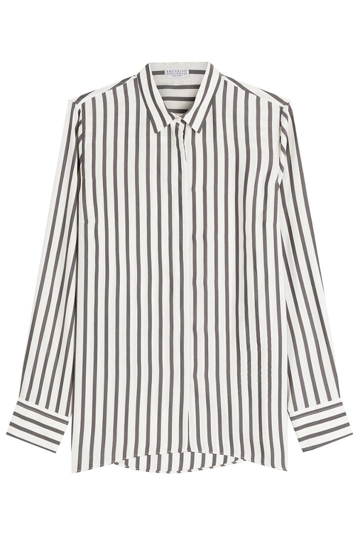 Brunello Cucinelli Brunello Cucinelli Striped Silk Blouse - Stripes