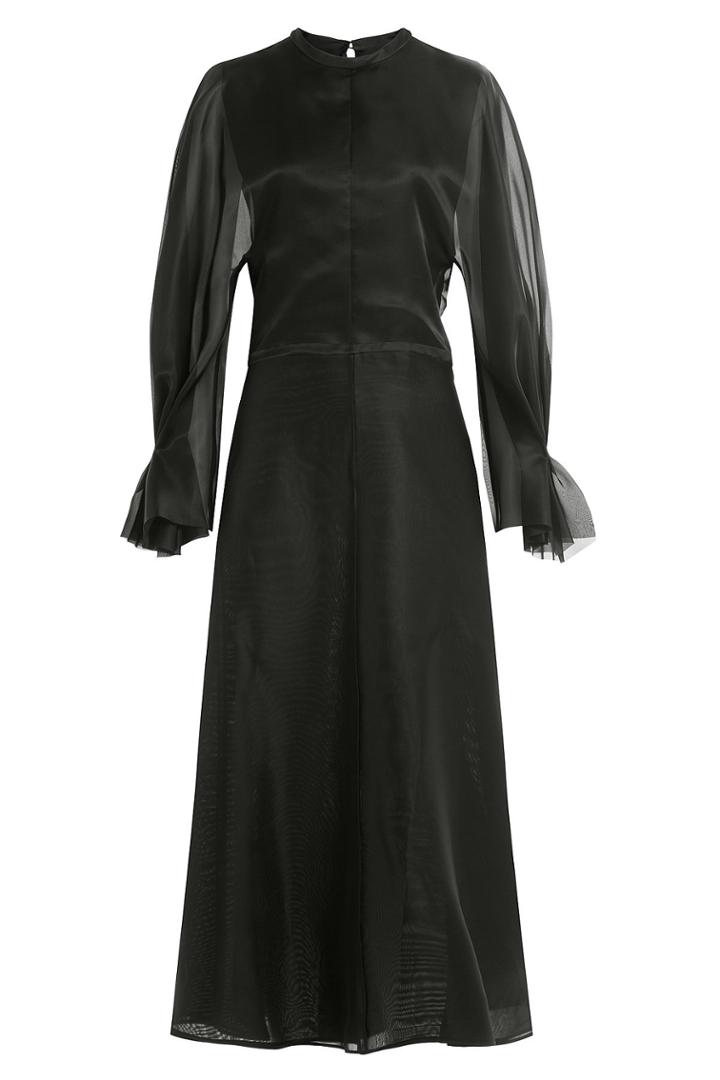 Emilia Wickstead Emilia Wickstead Silk Satin Dress With Chiffon Sleeves