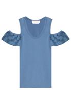See By Chloé See By Chloé Cotton Top With Embroidered Sleeves