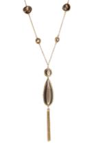 Kenneth Jay Lane Kenneth Jay Lane Drop Necklace With Stones And Chain Fringe