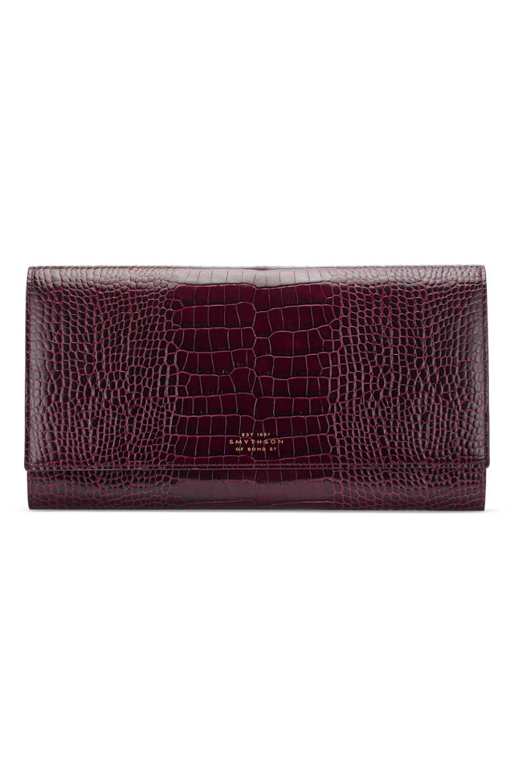 Smythson Smythson Embossed Leather Travel Wallet