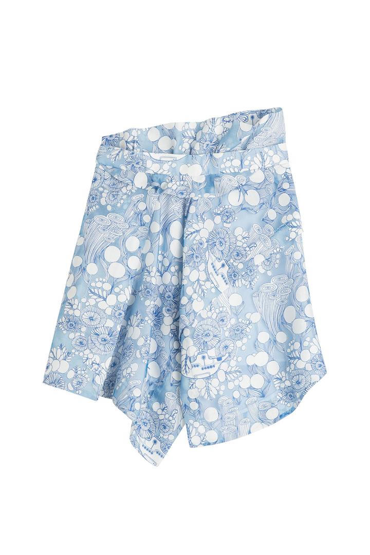 Carven Carven Asymmetric Print Skirt With Linen - Blue