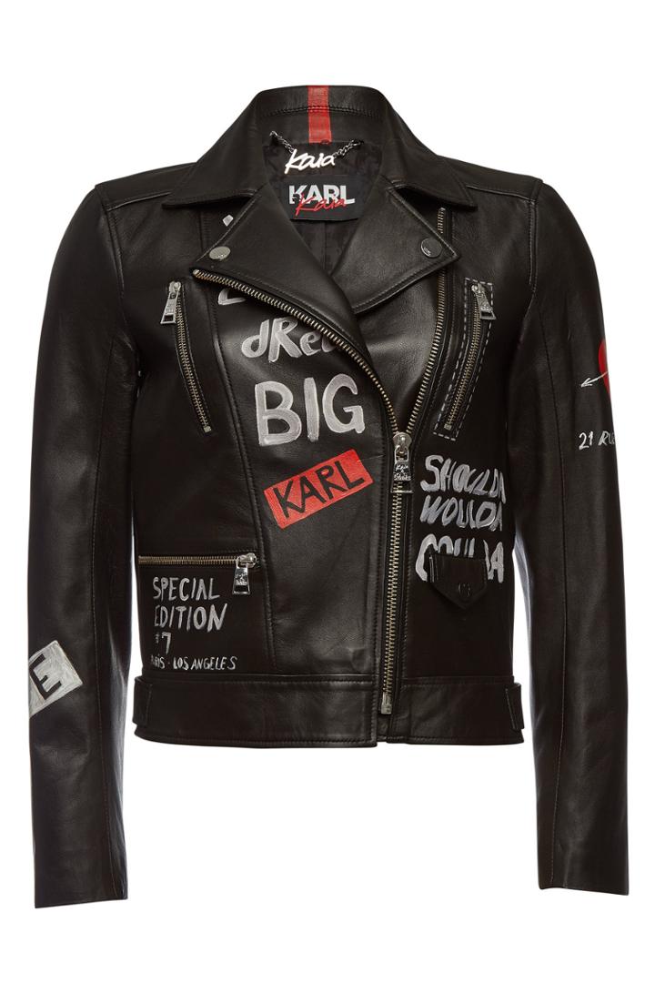 Karl X Kaia Gerber Karl X Kaia Gerber Printed Leather Jacket