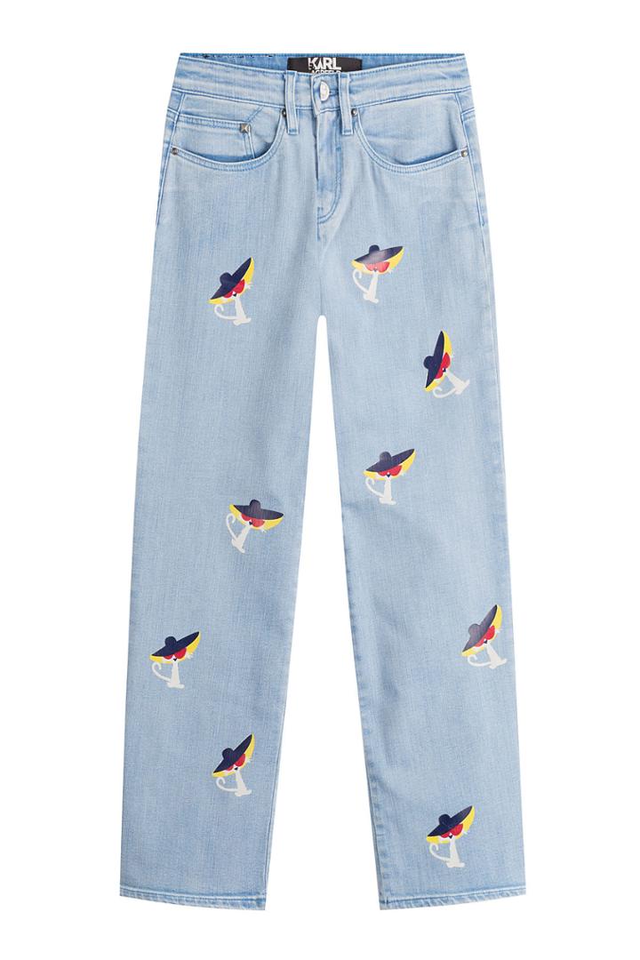 Karl Lagerfeld Karl Lagerfeld Cropped Jeans With Choupette Print - Blue