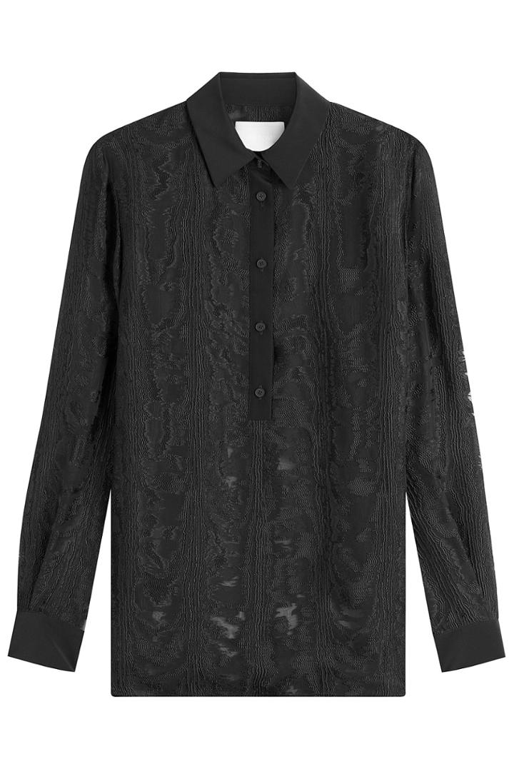Jason Wu Jason Wu Embroidered Silk Blouse - Black