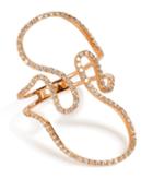 Diane Kordas 18k Rose Gold Open Swirl Ring With White Diamonds
