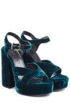 Jil Sander Jil Sander Velvet Platform Sandals - Blue