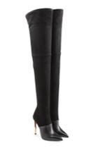 Balmain Balmain Thigh-high Stiletto Boots In Leather And Suede