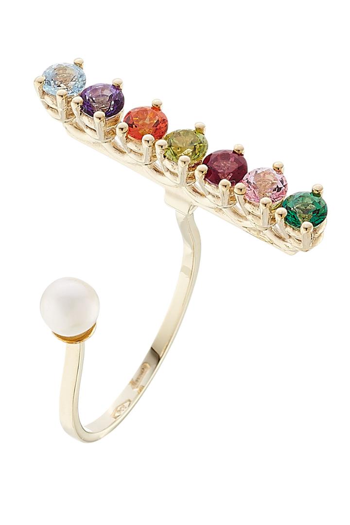 Delfina Delettrez Delfina Delettrez 9kt Gold Ring With Topaz, Peridot And Pearl