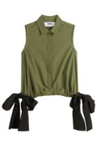 Msgm Msgm Cotton-blend Sleeveless Top With Bow Hem - Green