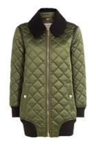 Burberry London Burberry London Quilted Satin Jacket With Shearling - Green