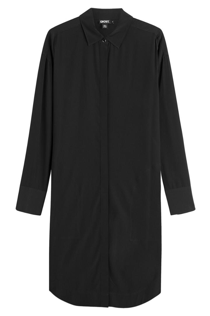 Dkny Dkny Stretch Silk Shirt Dress - Black