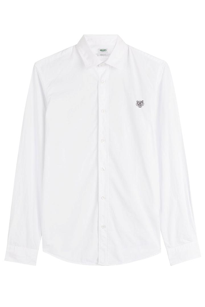 Kenzo Kenzo Cotton Shirt With Embroidered Tiger - White