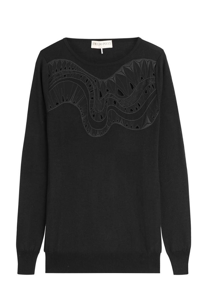 Emilio Pucci Emilio Pucci Embroidered Wool Pullover - Black