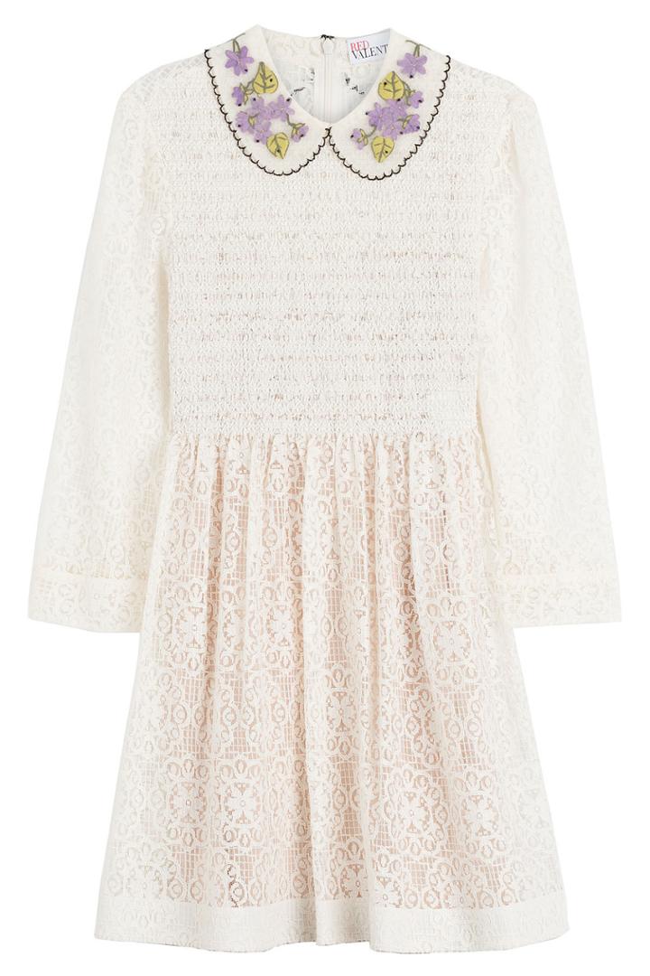 R.e.d. Valentino R.e.d. Valentino Smocked Lace Dress With Collar