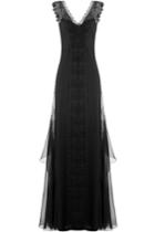Alberta Ferretti Alberta Ferretti Floor Length Embroidered Silk Gown - Black