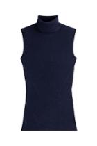 Diane Von Furstenberg Diane Von Furstenberg Merino Wool Sleeveless Turtleneck Top With Silk - Blue