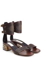 Valentino Valentino Embossed Leather Sandals With Stud Embellishment
