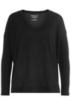 Majestic Majestic Cotton-cashmere Drop Shoulder Sweater - Black