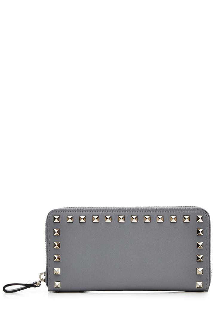 Valentino Valentino Leather Rockstud Wallet - Grey
