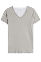 Majestic Majestic Layered Cotton T-shirt With V-neckline