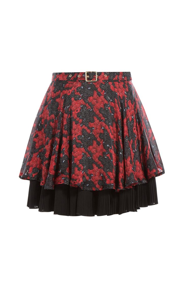 Just Cavalli Printed Silk Skirt With Pleats