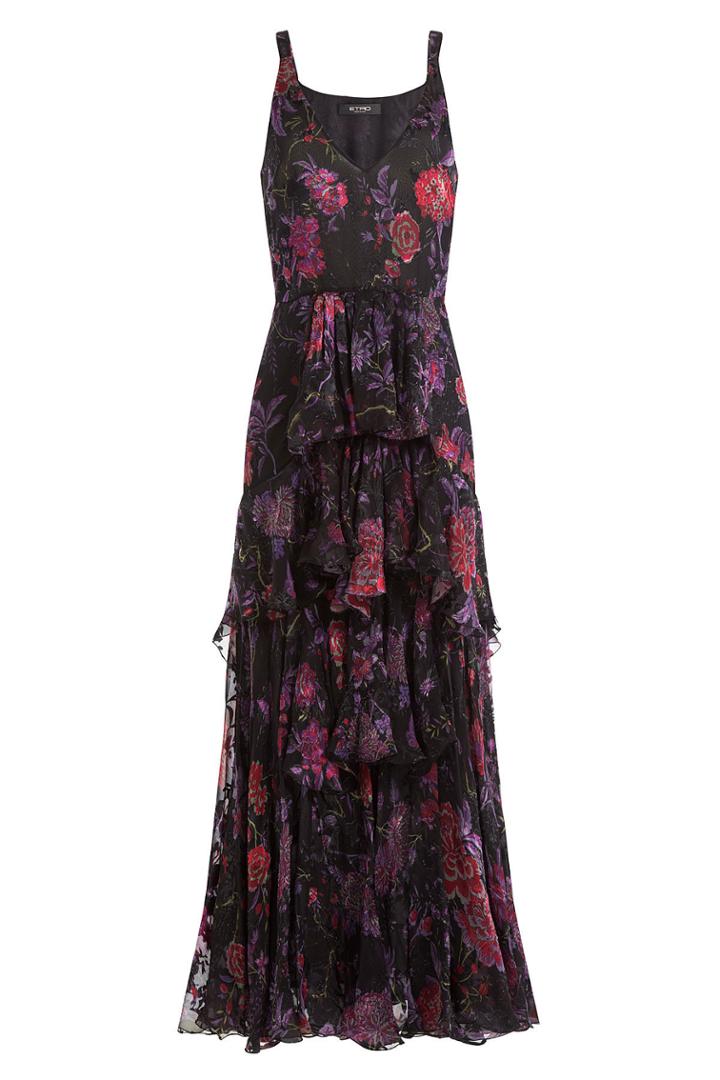 Etro Etro Silk Floral Print Tiered Dress