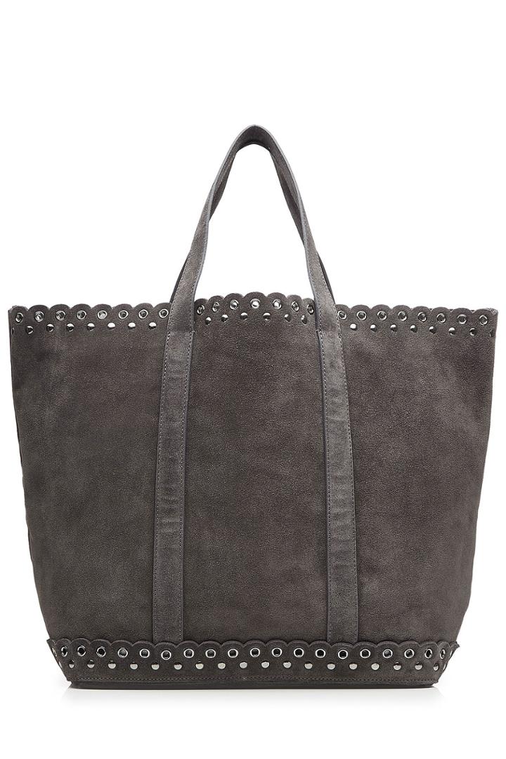 Vanessa Bruno Vanessa Bruno Suede Tote With Stud And Eyelet Trim - Grey