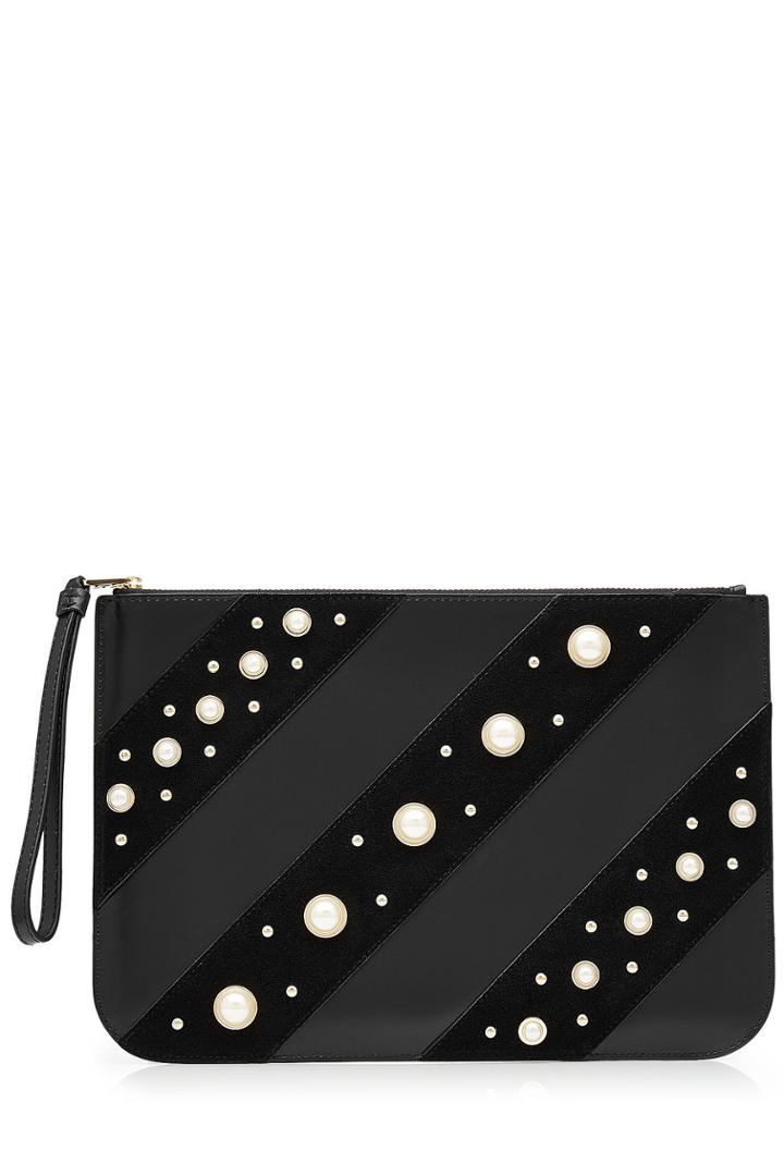 Karl Lagerfeld Karl Lagerfeld Embellished Leather Zipped Clutch