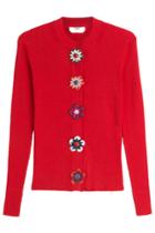 Fendi Fendi Embellished Cotton Cardigan With Leather - Red